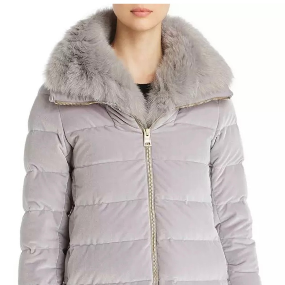 HERNO VELVET DETACHABLE FUR COLLAR GOOSE DOWN JACKET 44/8/6